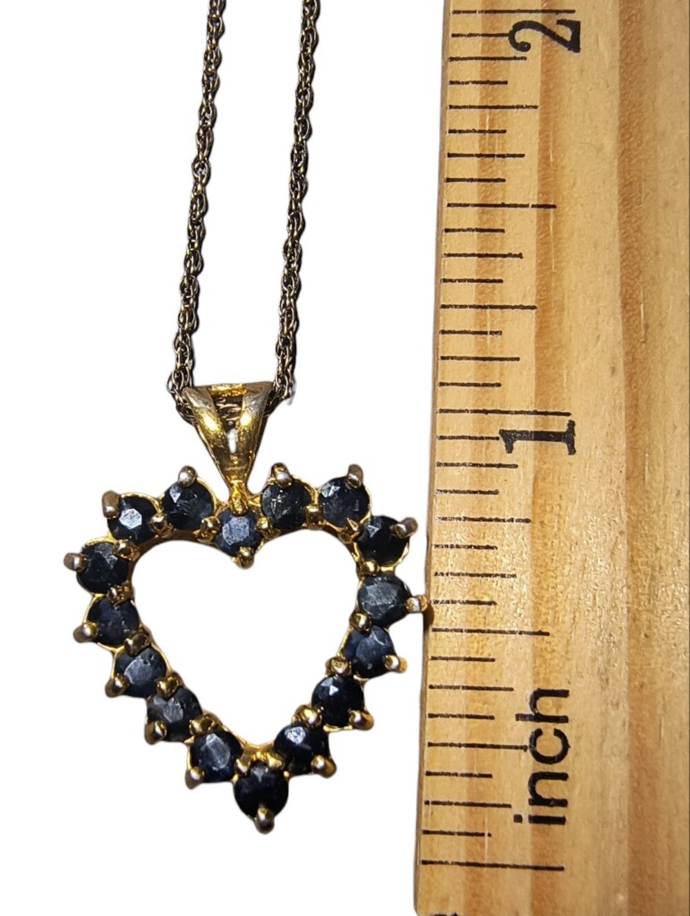 Black Sapphire And Gold Vermeil / Sterling Silver Heart Pendant Necklace - Picture 3 of 10